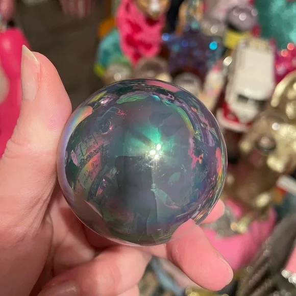 Aura sphere with druzy and pretty agate banding - Picture 8 of 15